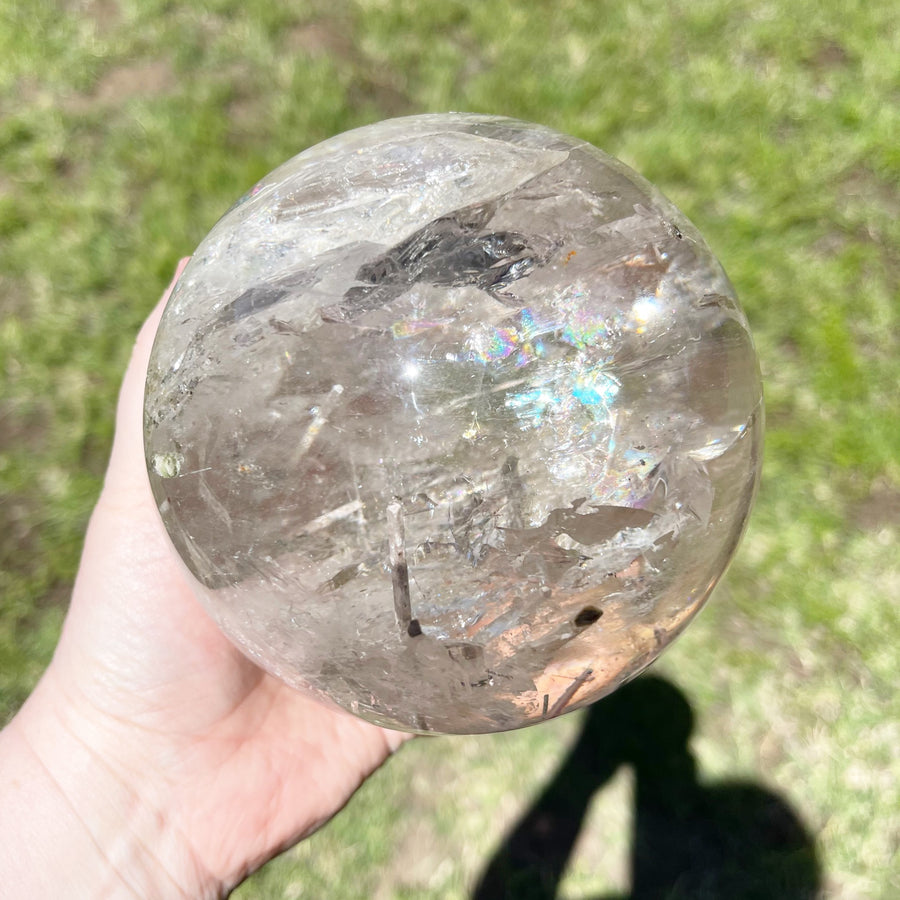 Epic Rutile Quartz Chlorite Sphere with Rainbows