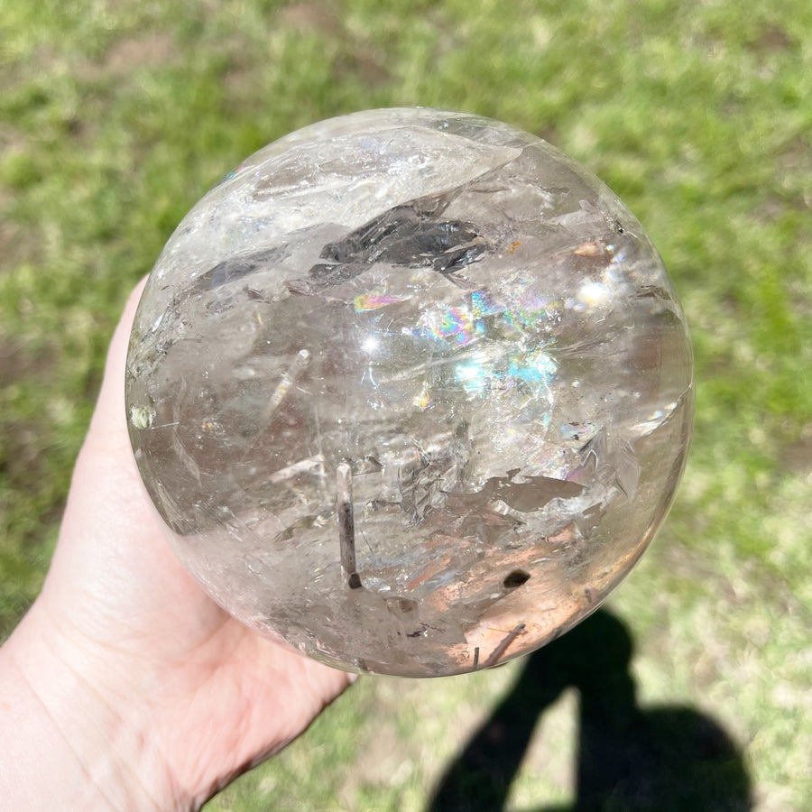 Epic Rutile Quartz Chlorite Sphere with Rainbows
