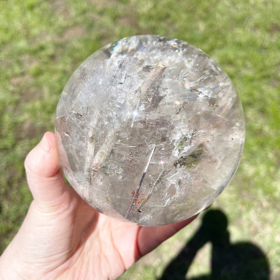Epic Rutile Quartz Chlorite Sphere with Rainbows