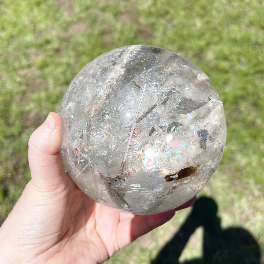 Epic Rutile Quartz Chlorite Sphere with Rainbows