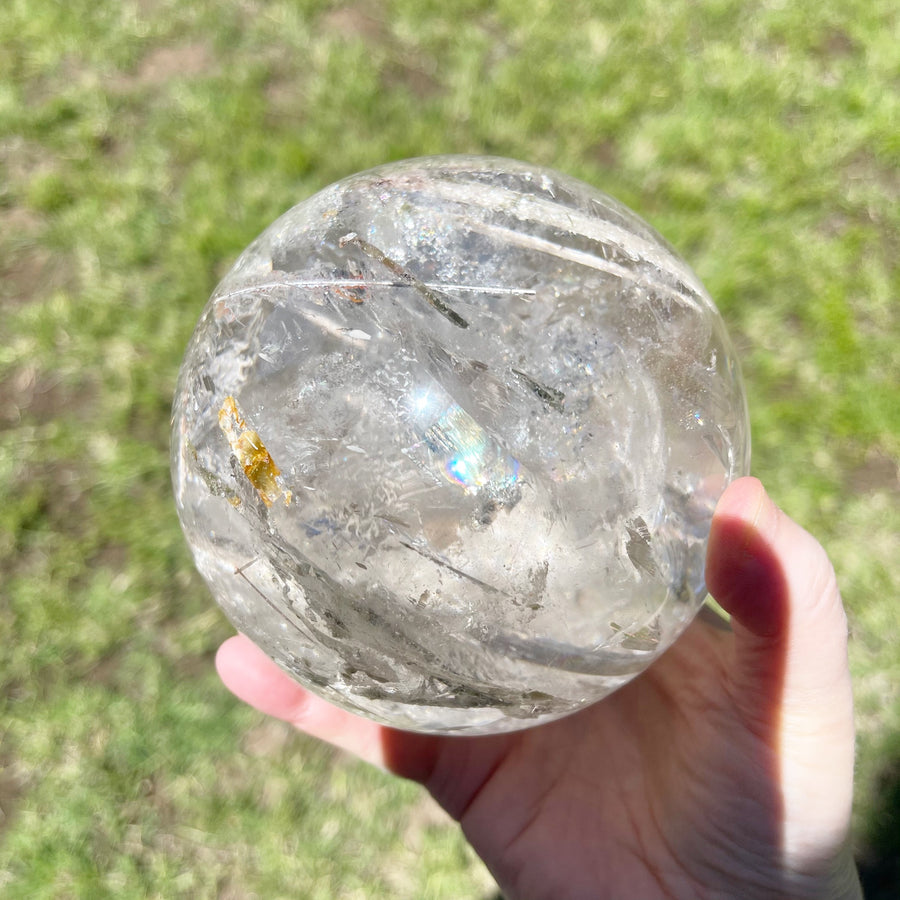 Epic Rutile Quartz Chlorite Sphere with Rainbows