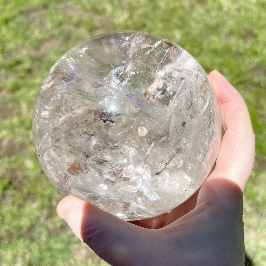 Epic Rutile Quartz Chlorite Sphere with Rainbows