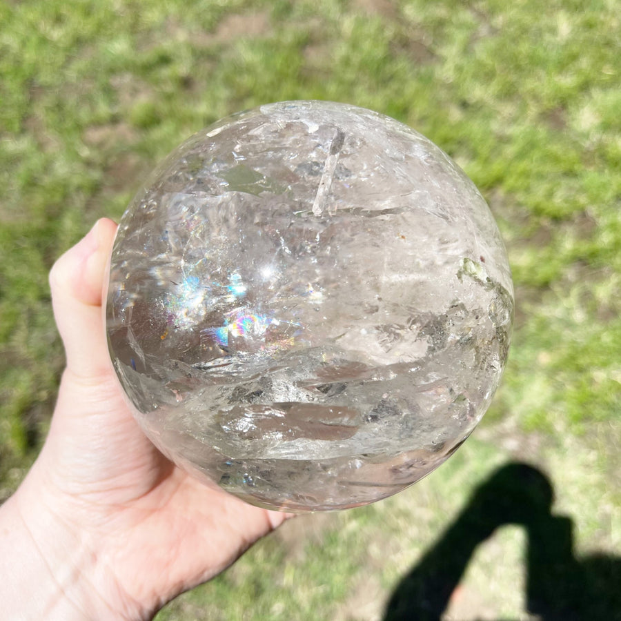 Epic Rutile Quartz Chlorite Sphere with Rainbows