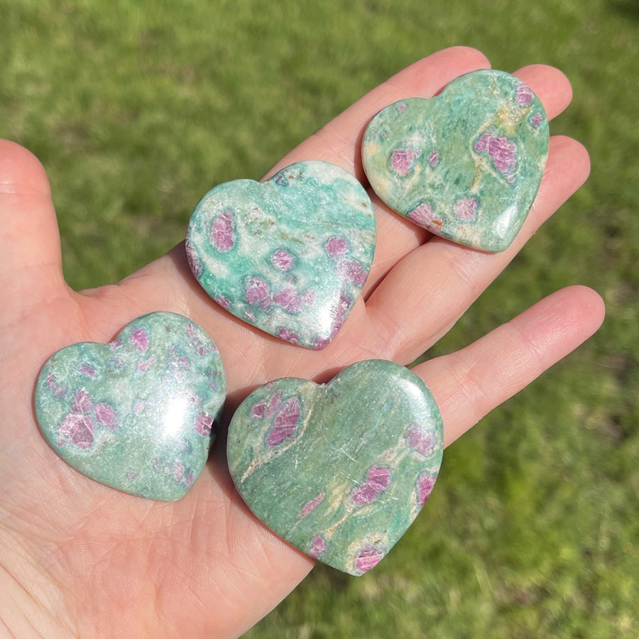 Ruby Fuchsite Crystal Hearts