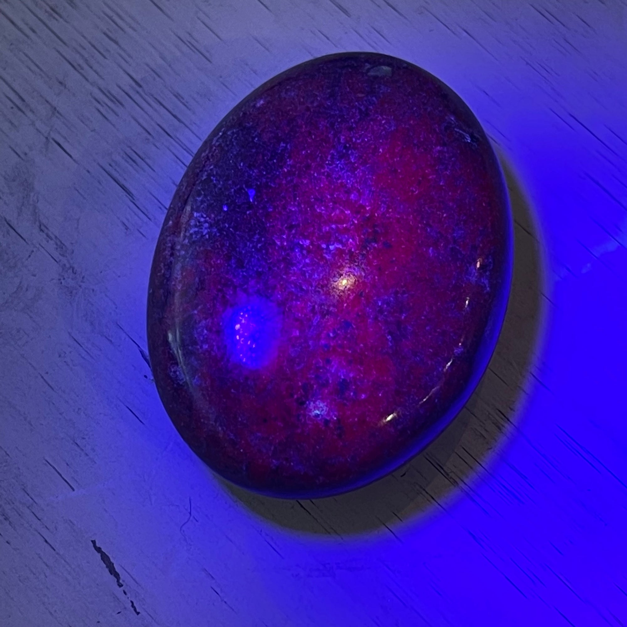Ruby Kyanite Crystal Palm Stone UV Reactive