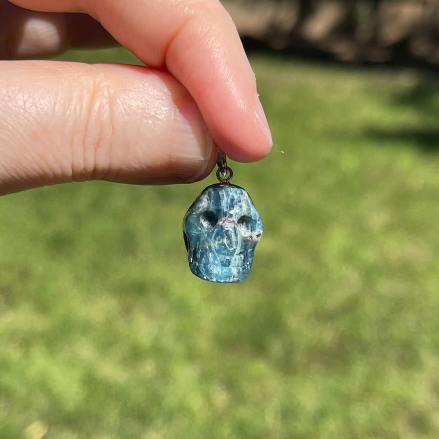 Blue Apatite Crystal Skull Pendants