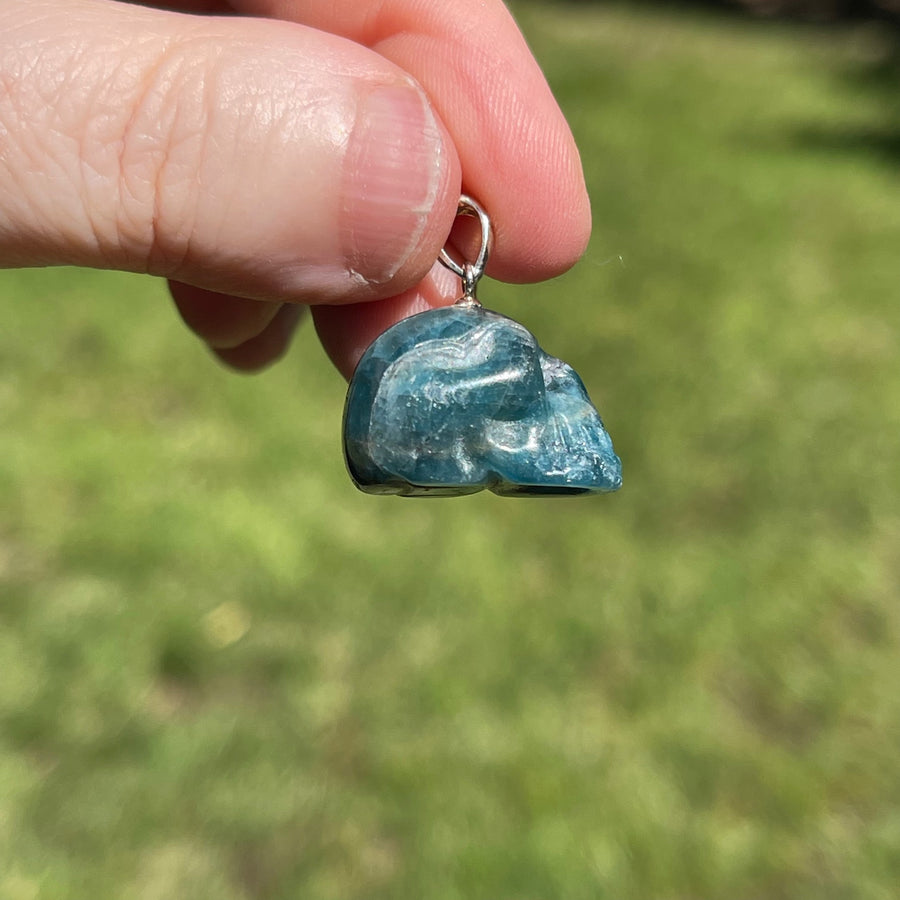 Blue Apatite Crystal Skull Pendants