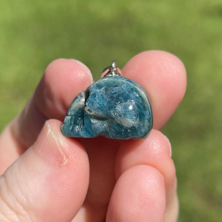 Blue Apatite Crystal Skull Pendants