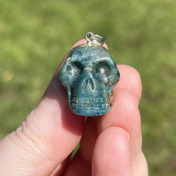 Blue Apatite Crystal Skull Pendants