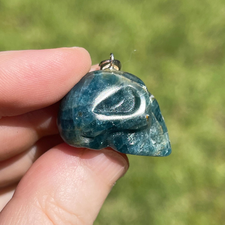 Blue Apatite Crystal Skull Pendants