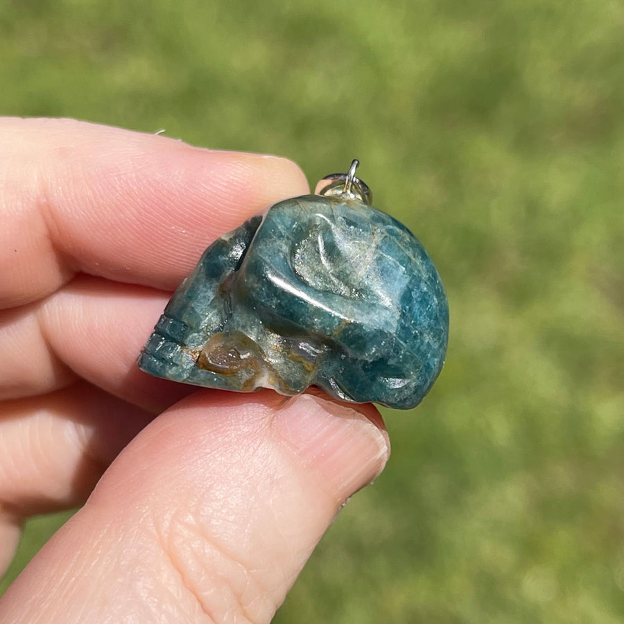 Blue Apatite Crystal Skull Pendants