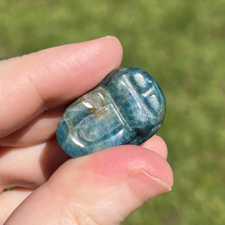 Blue Apatite Crystal Skull Pendants