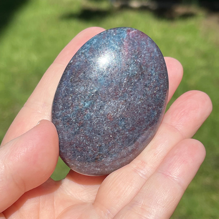 Ruby Kyanite Crystal Palm Stone UV Reactive