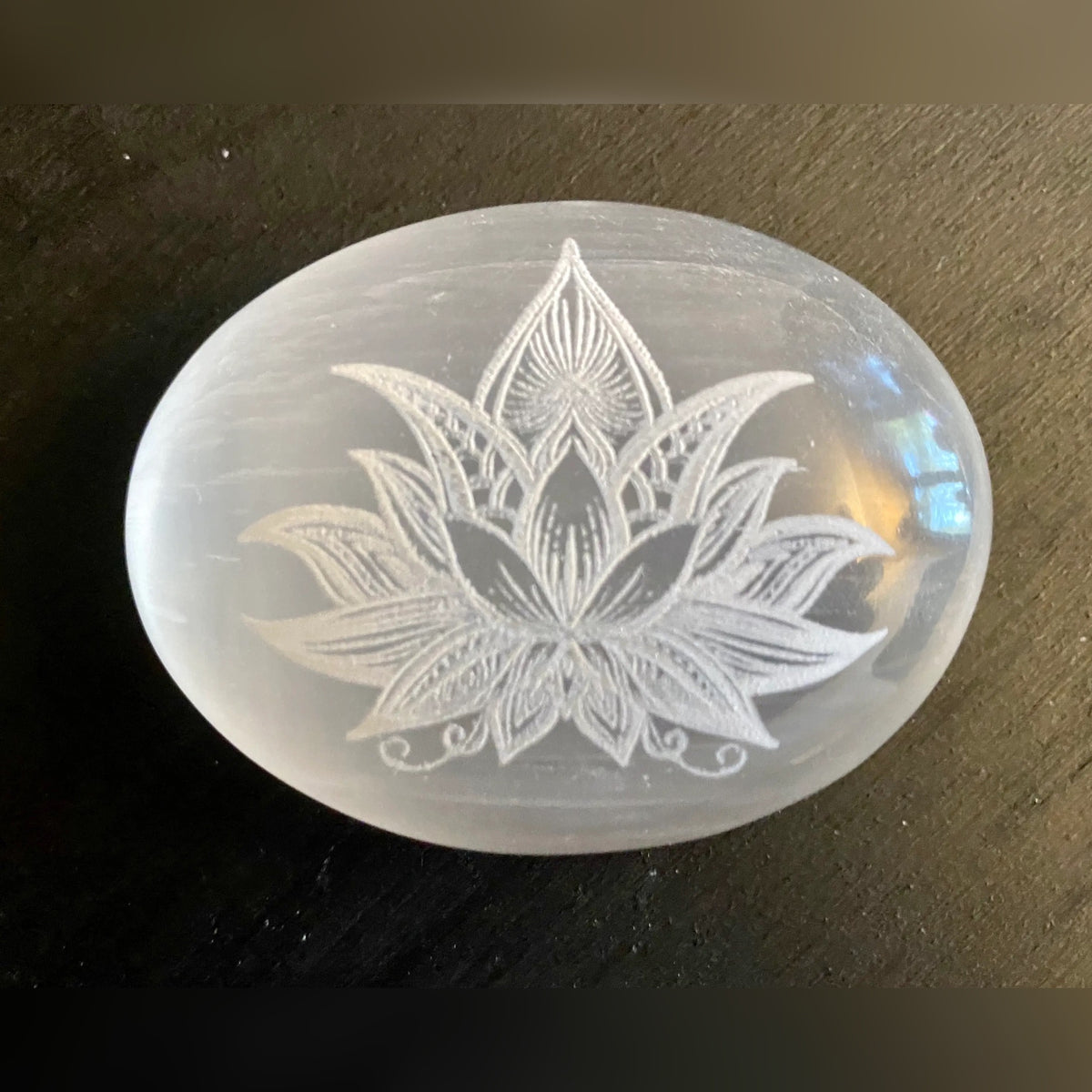 Lotus Flower Engraved Selenite