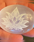 Lotus Flower Engraved Selenite