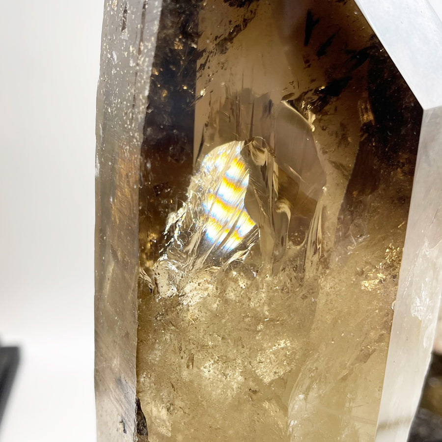 12” Natural Smokey Citrine Crystal Point with Rainbows