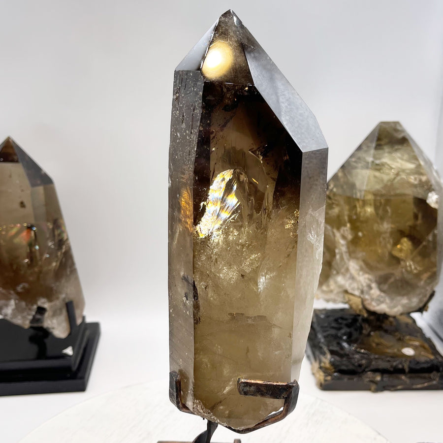 12” Natural Smoky Citrine Crystal Point with Rainbows