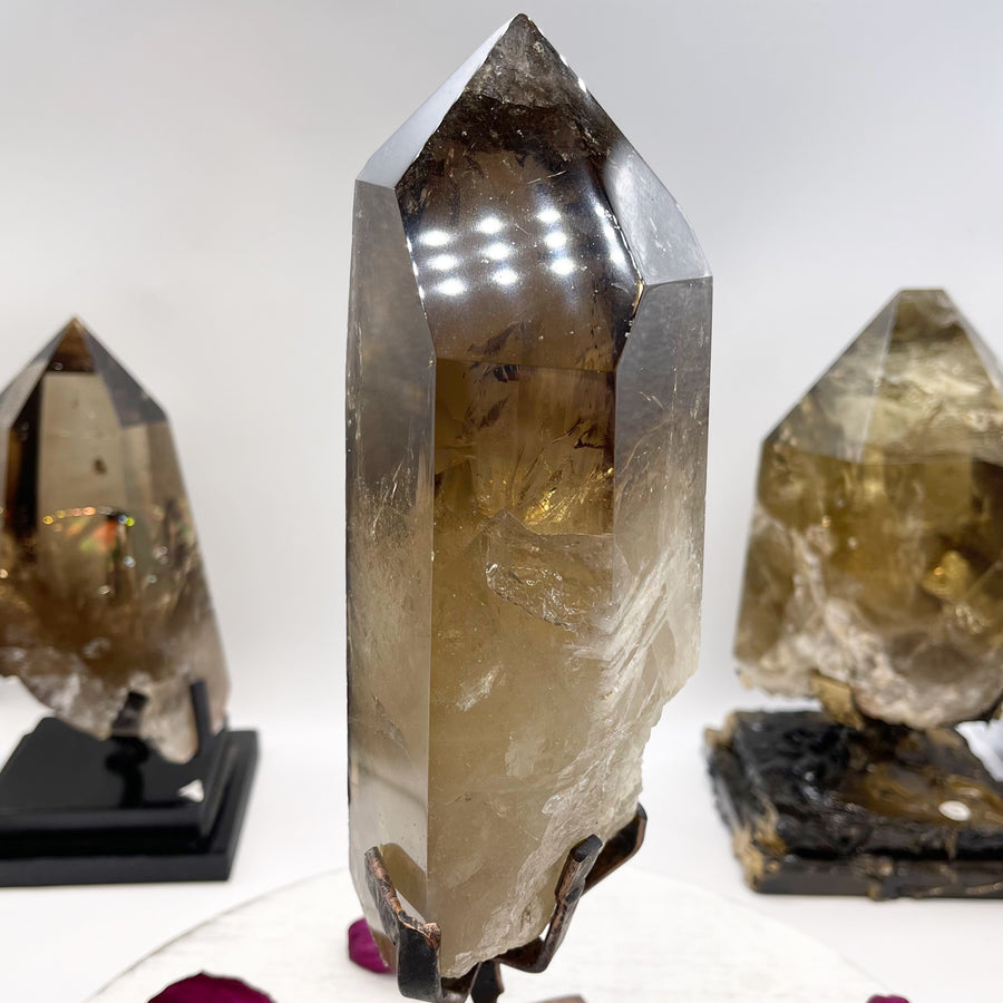 12” Natural Smokey Citrine Crystal Point with Rainbows