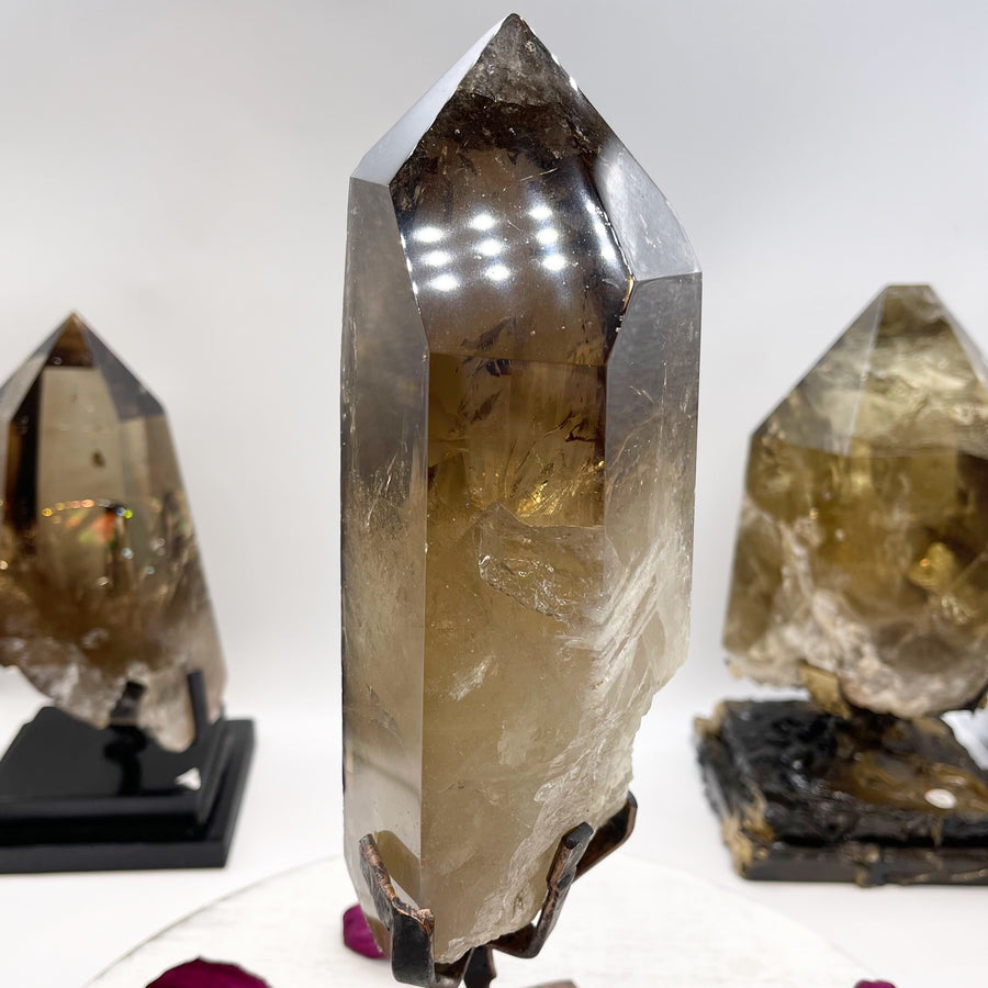 12” Natural Smoky Citrine Crystal Point with Rainbows
