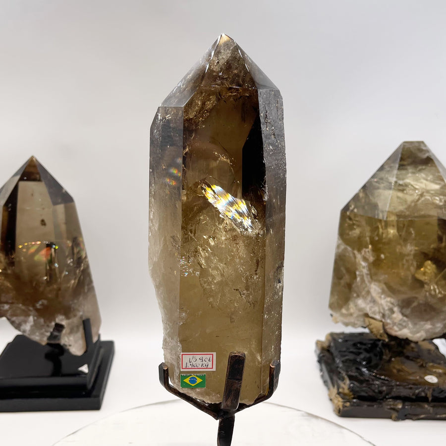 12” Natural Smokey Citrine Crystal Point with Rainbows