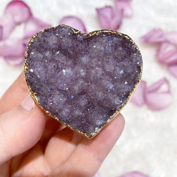 Gold Dipped Amethyst Geode Heart