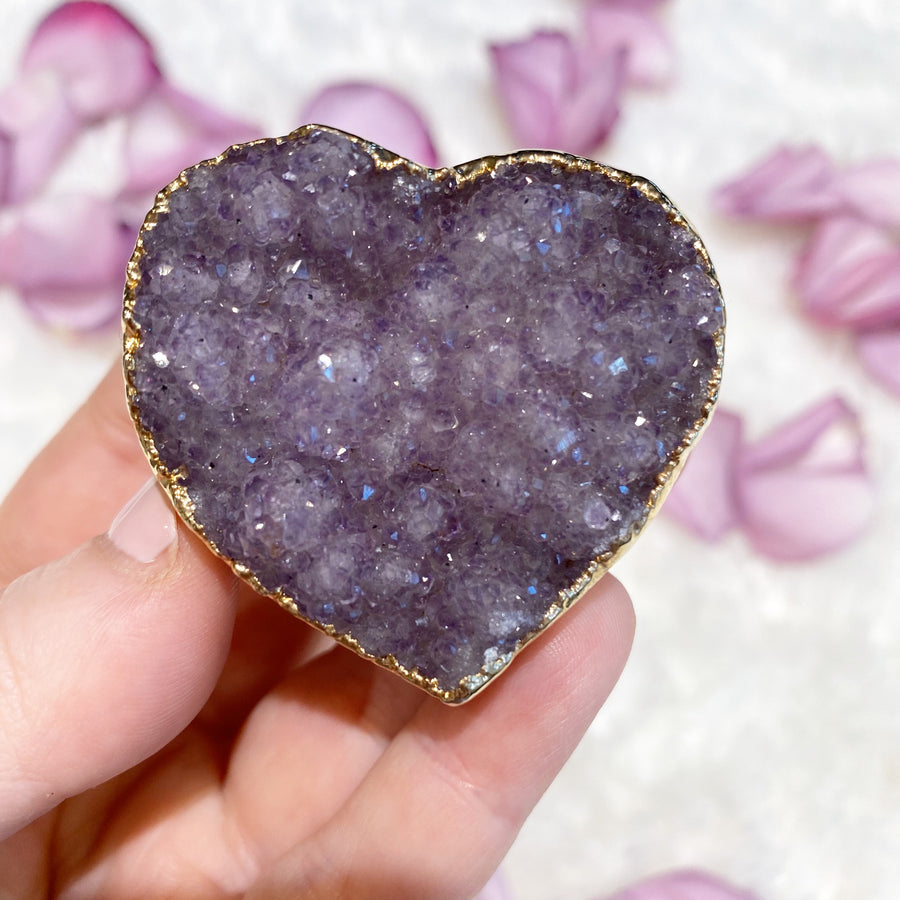 Gold Dipped Amethyst Geode Heart