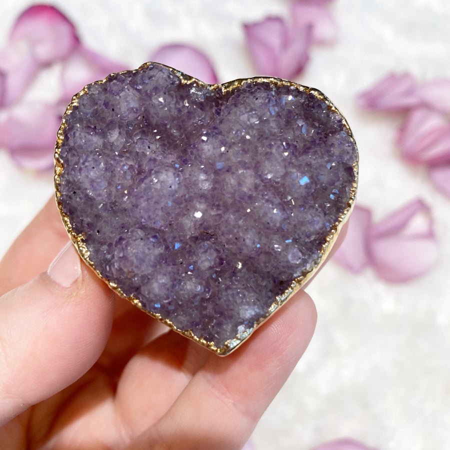 Gold Dipped Amethyst Geode Heart