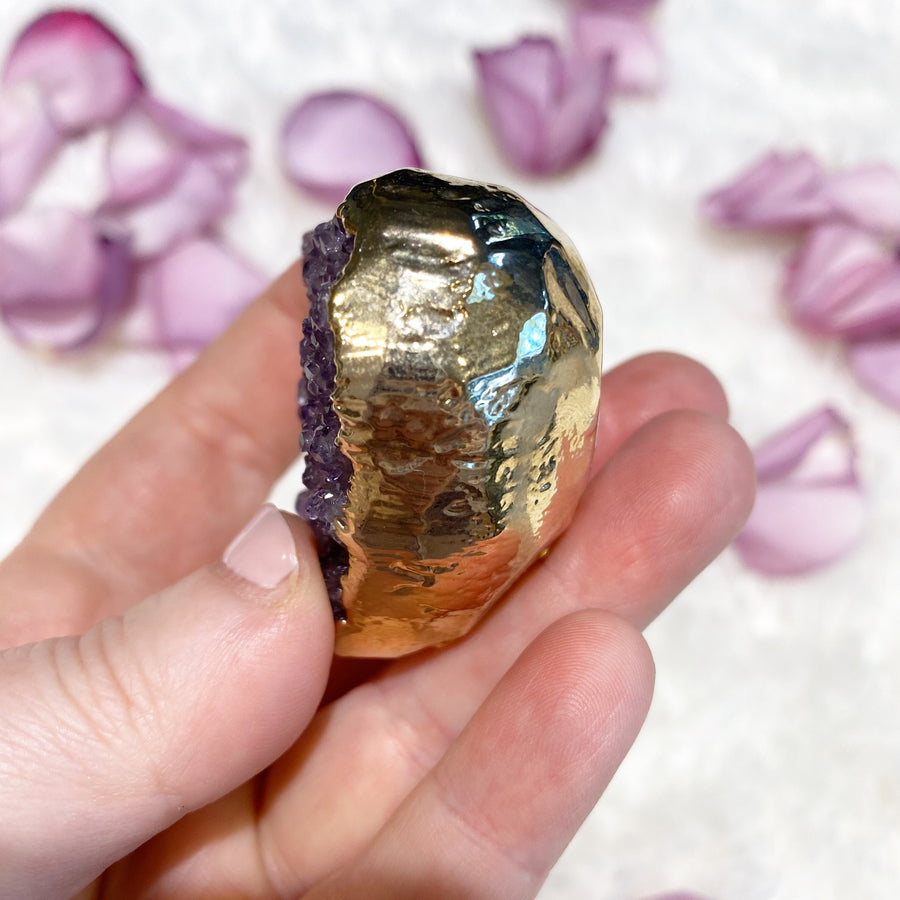 Gold Dipped Amethyst Geode Heart