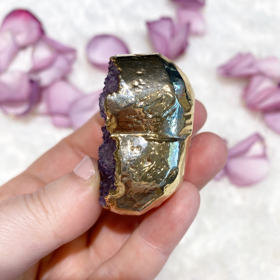Gold Dipped Amethyst Geode Heart