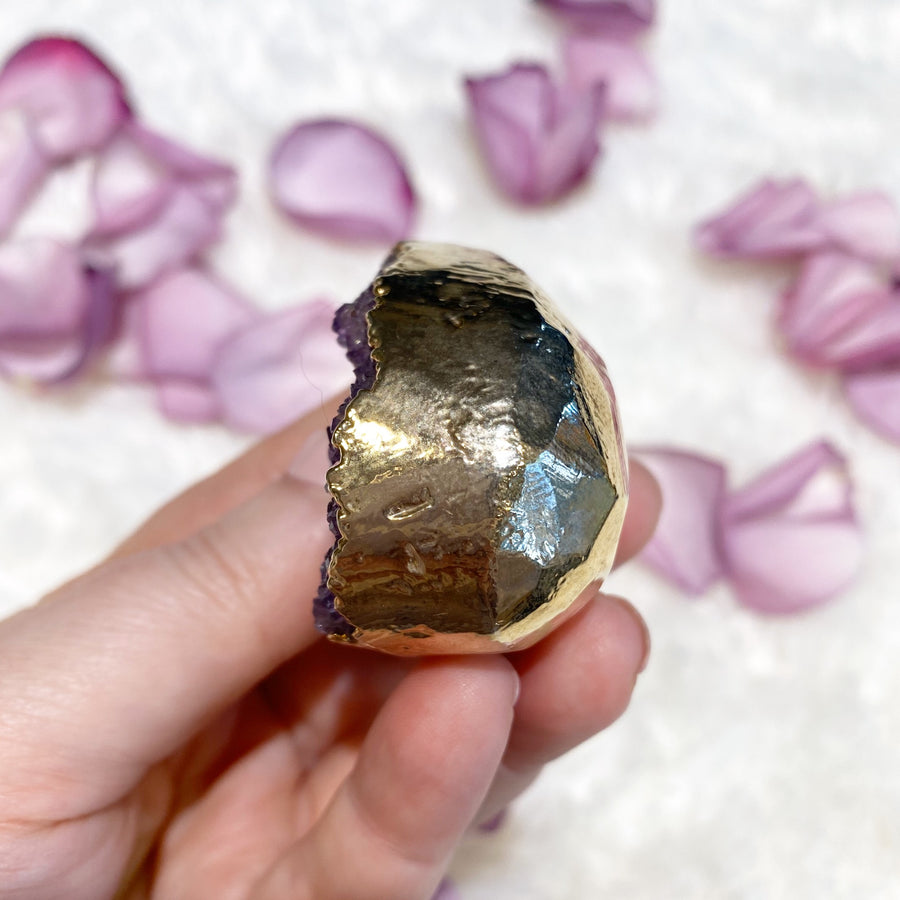 Gold Dipped Amethyst Geode Heart