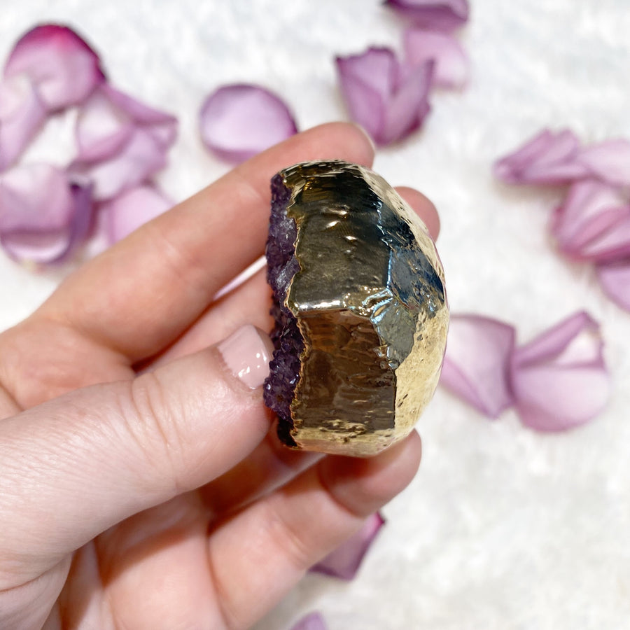 Gold Dipped Amethyst Geode Heart