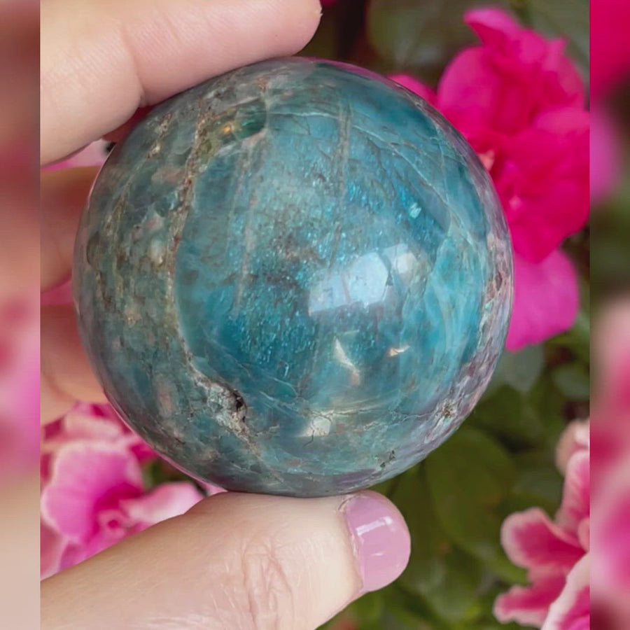 Blue Apatite Crystal Sphere