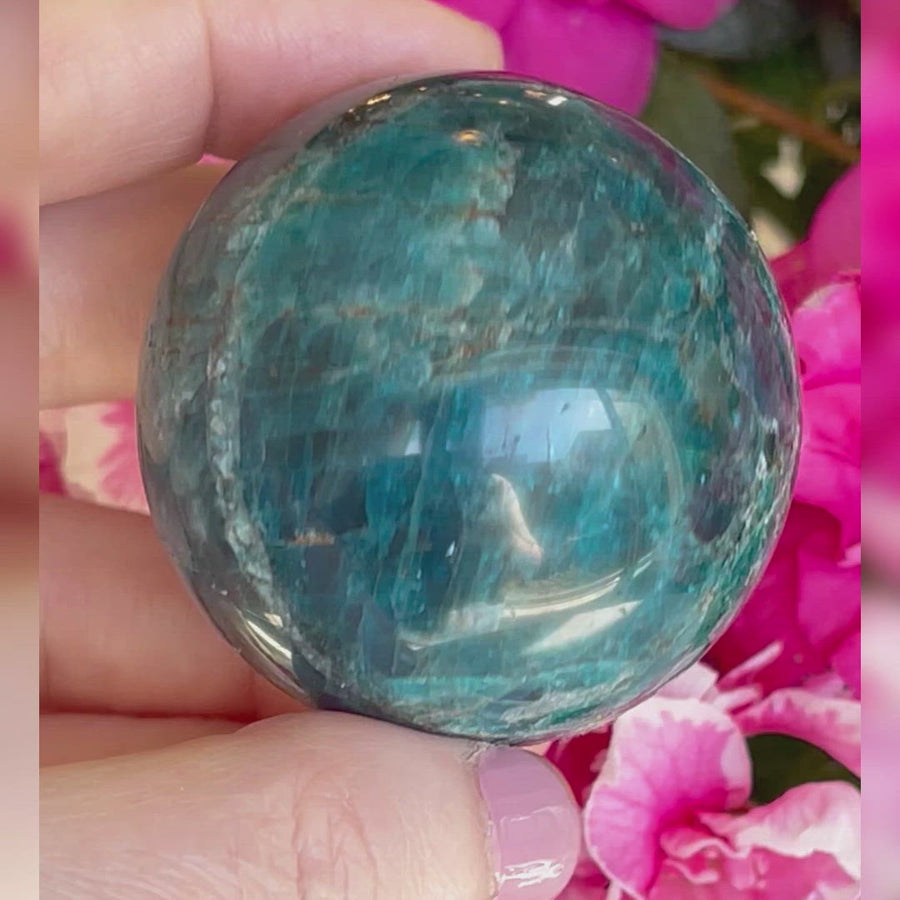 Blue Apatite Crystal Sphere