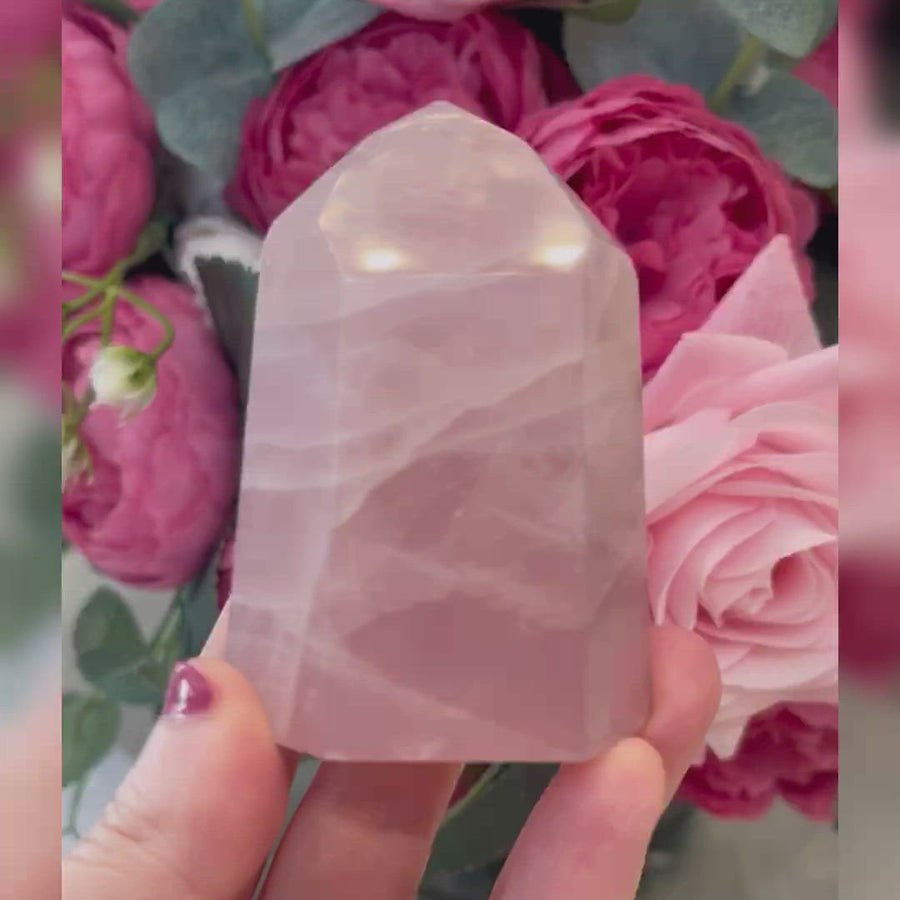 Rose Quartz Crystal Tower