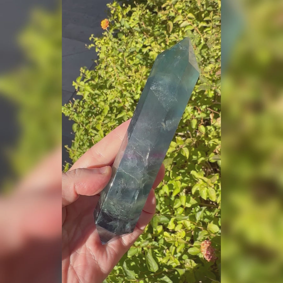 Rainbow Fluorite Crystal Double Terminated Wand