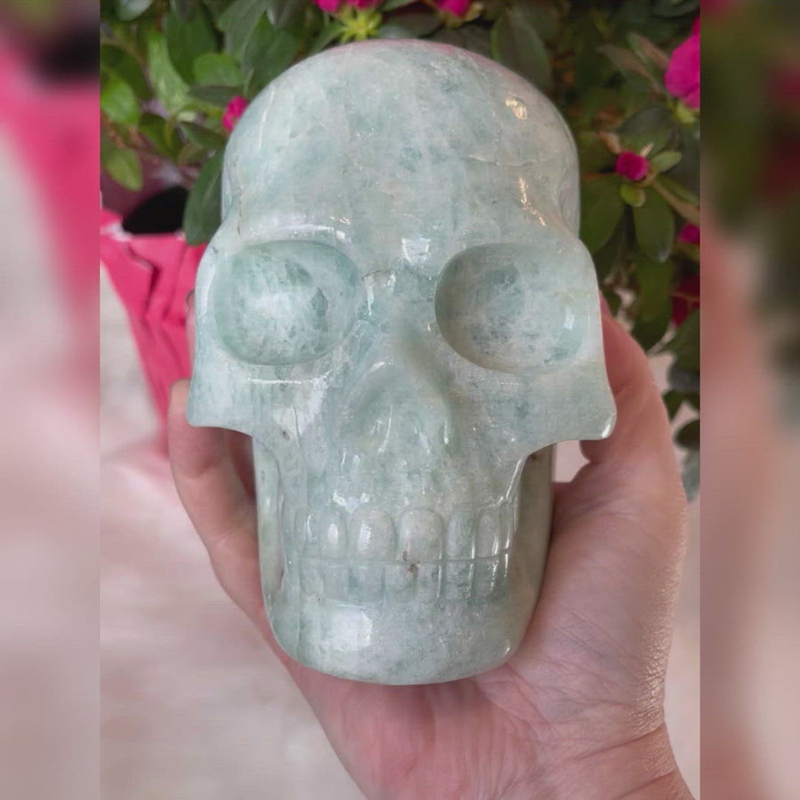 Aquamarine Crystal Skull Carved by Leandro de Souza