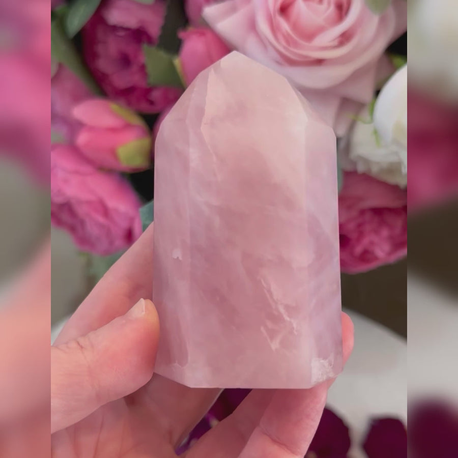 Rose Quartz Crystal Tower