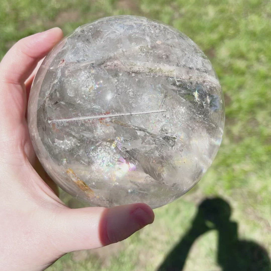 Epic Rutile Quartz Chlorite Sphere with Rainbows