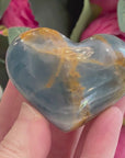 Lemurian Aquatine Calcite Gemstone Heart Grade AA