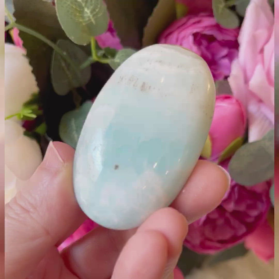 Blue Aragonite Crystal Palm Stone