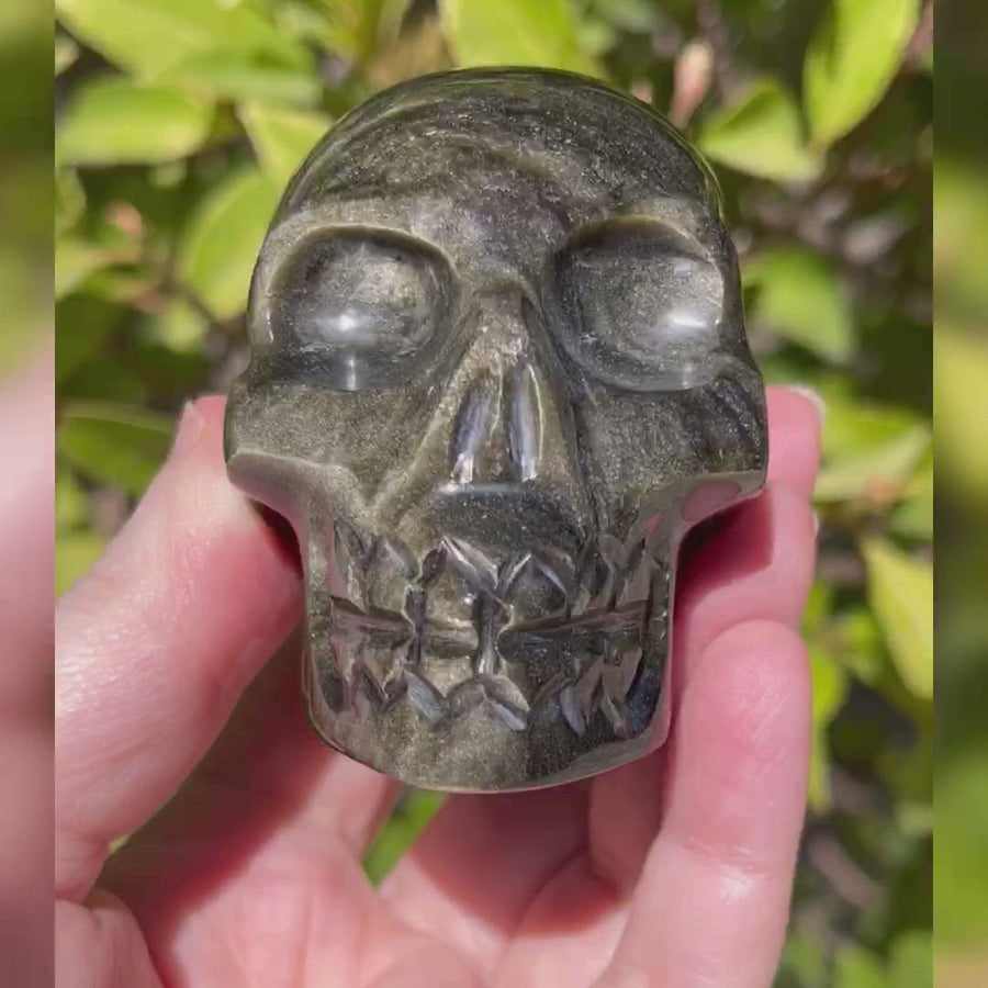 Gold Sheen Obsidian Crystal Skull