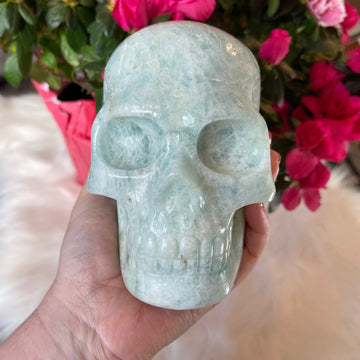 Aquamarine Crystal Skull Carved by Leandro de Souza