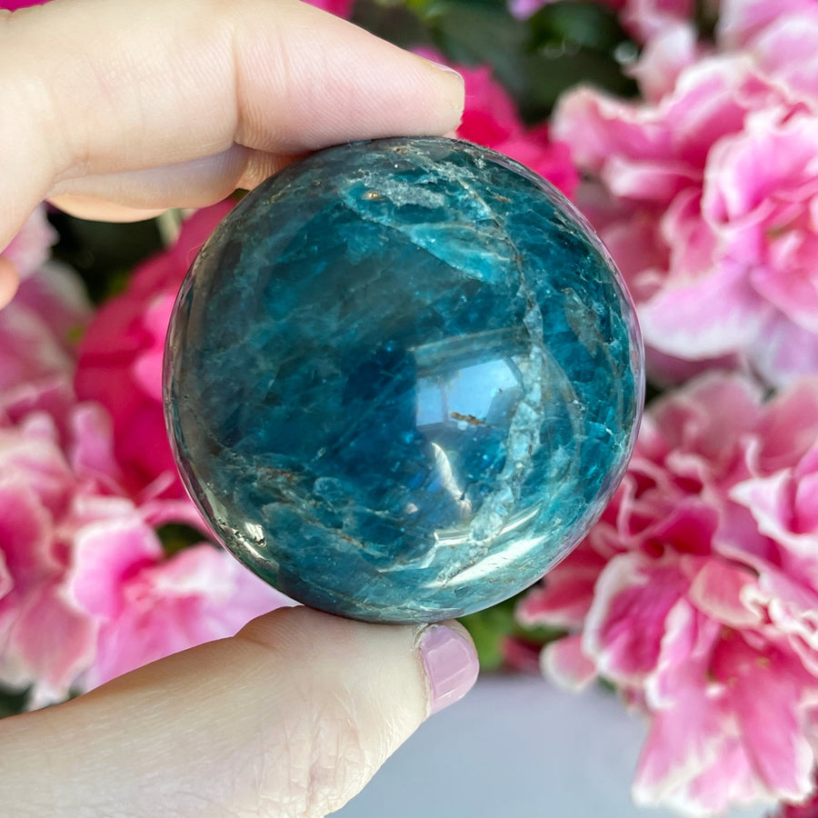 Blue Apatite Crystal Sphere