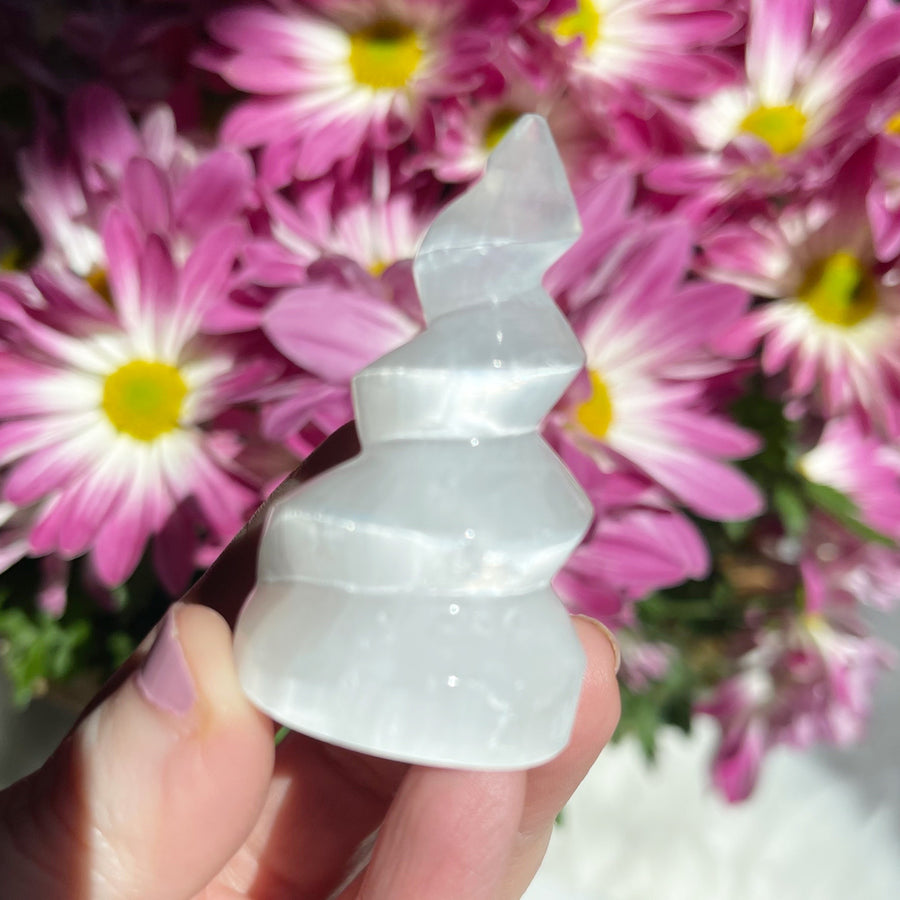 Flashy Selenite Mini Spiral Unicorn Horn Towers (5 pieces)