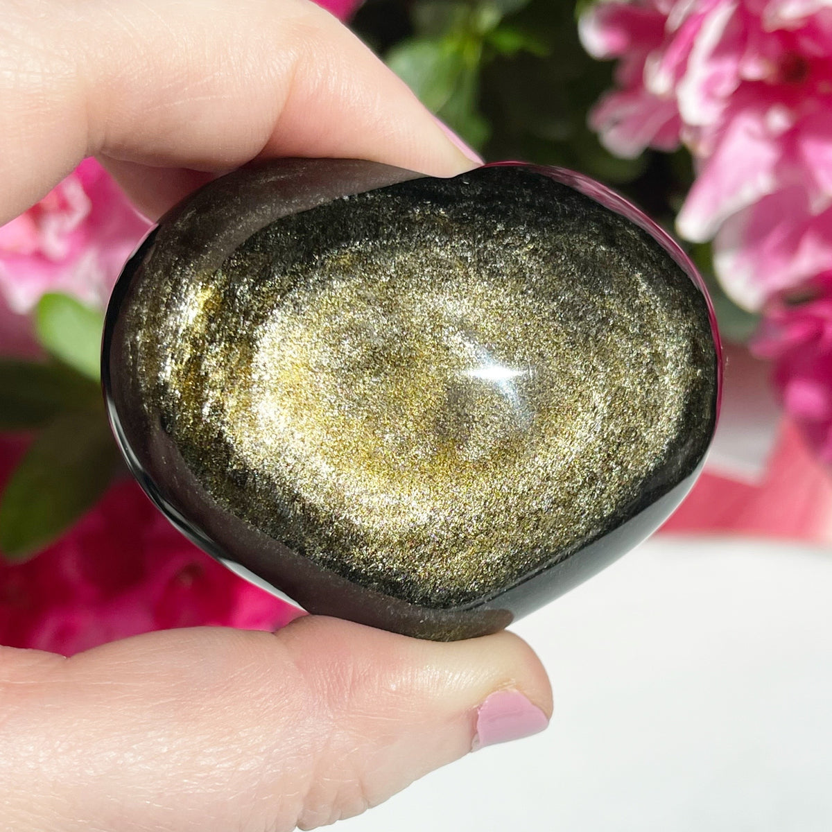 Gold Sheen Obsidian Hearts (5 pieces)