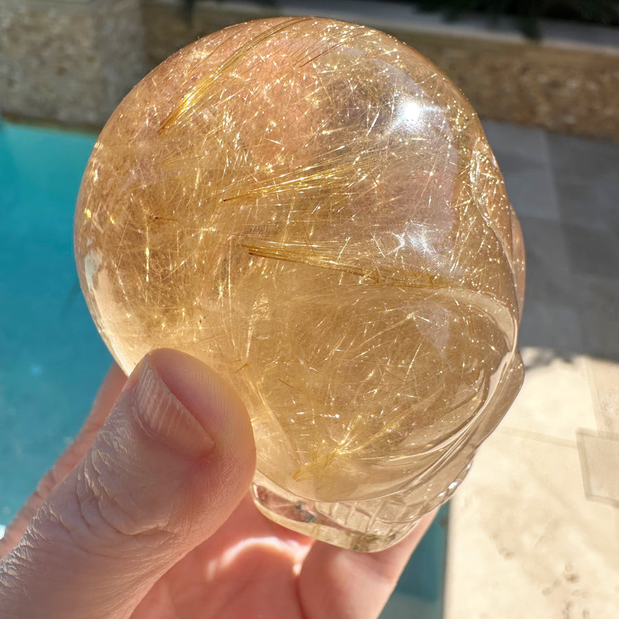 Golden Rutile Citrine Star Child Crystal Skull Carved by Leandro de Souza