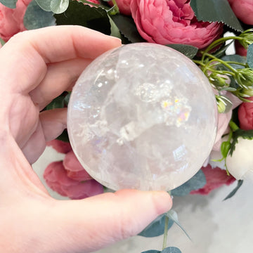 Clear Quartz Crystal Sphere with Rainbows