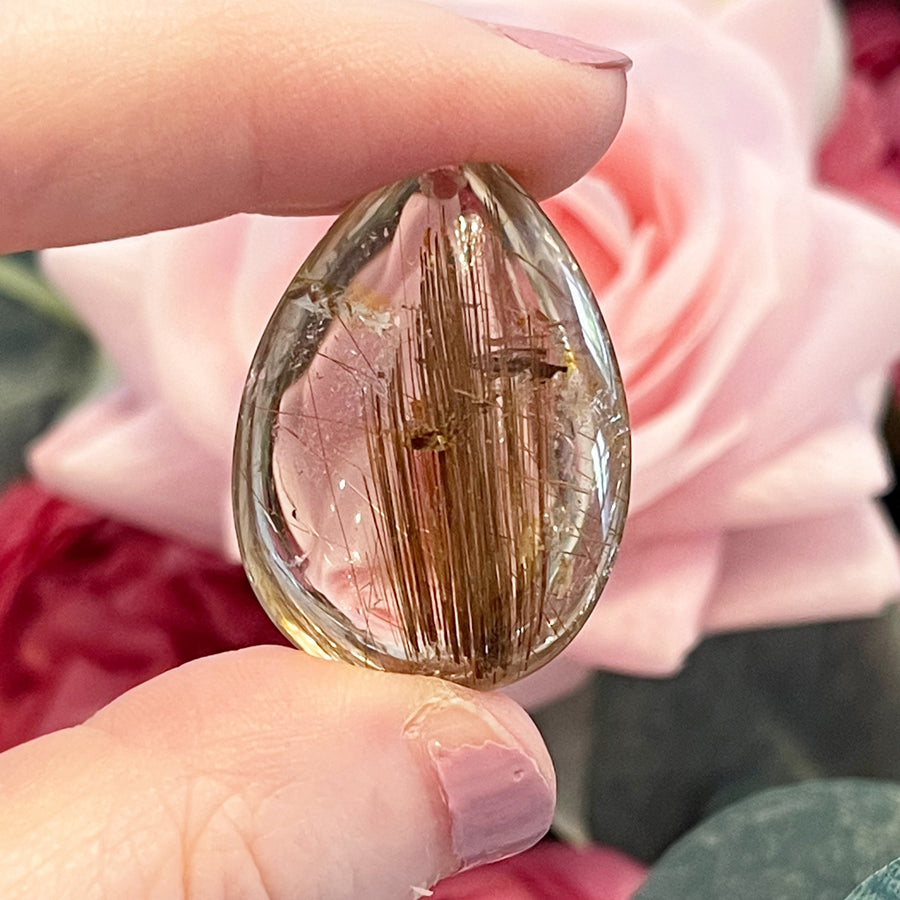 Stunning Golden Rutile in Quartz Crystal Pendant