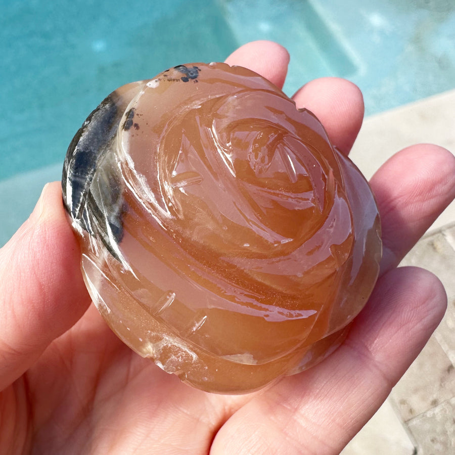 Calcite Crystal Rose Carving