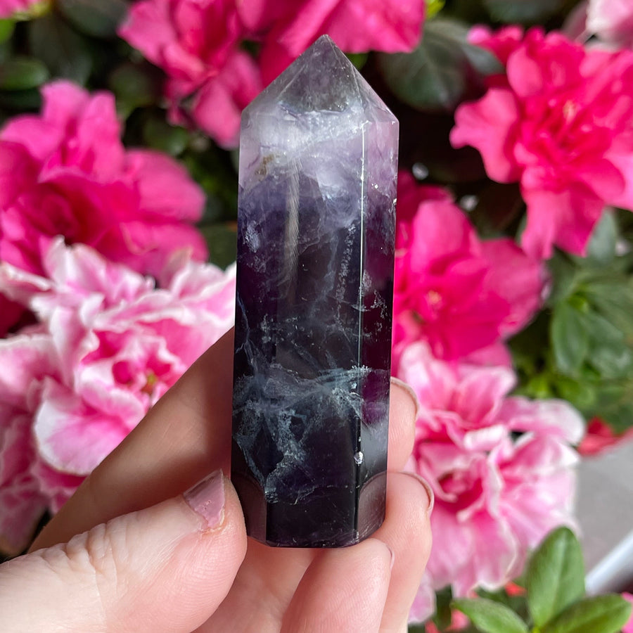 Purple Rainbow Fluorite Crystal Generator Tower